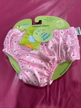 i play. Pink Floral Swim Diaper with Side Snaps